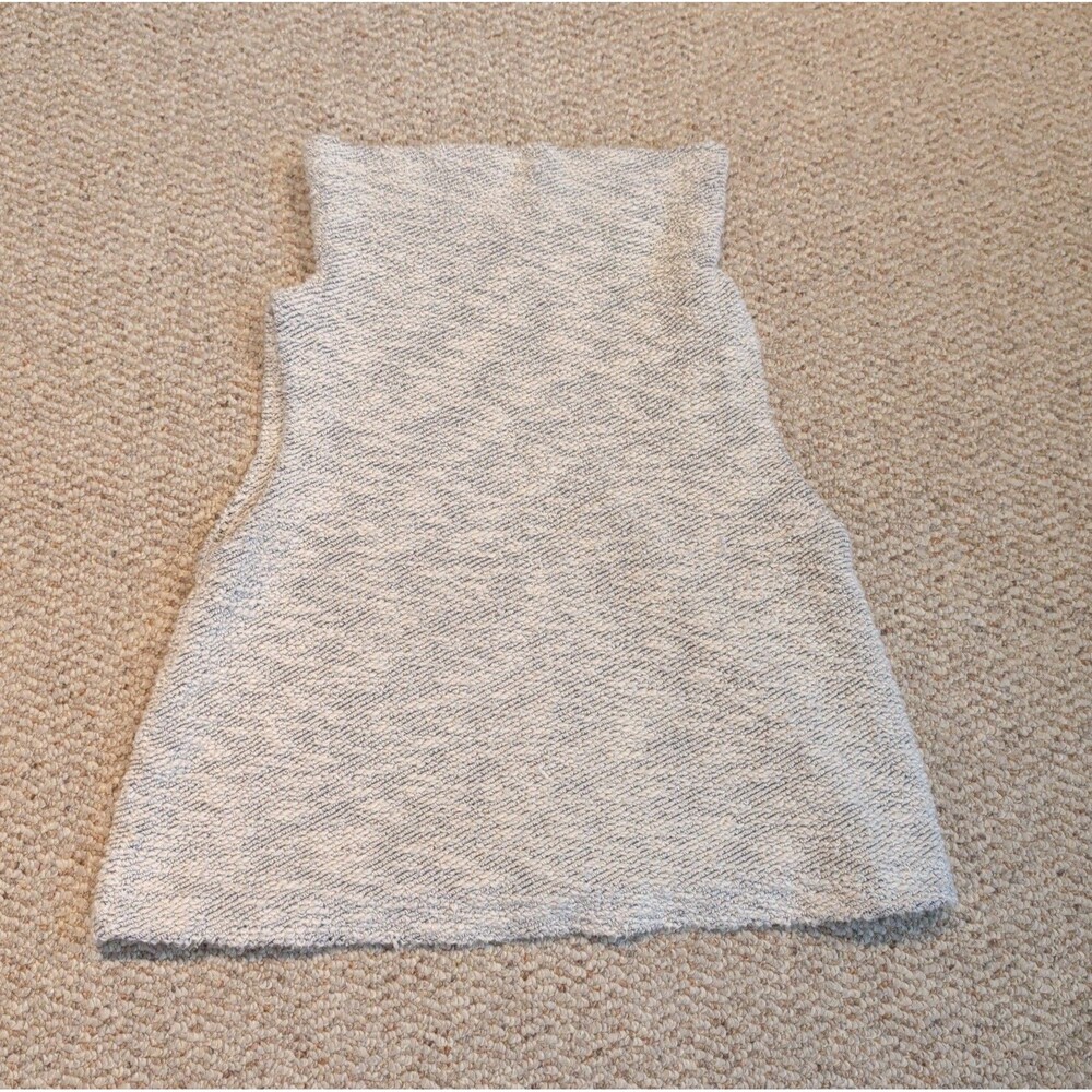 Eileen Fisher Sweater Tank Top Womens Small White Black Funnel Neck Sleeveless